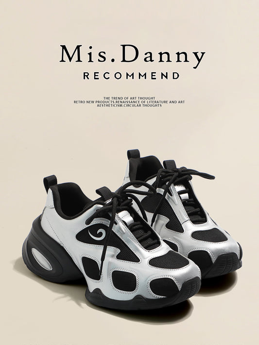 Mesh Panel Chunky Lace-Up Sneakers NA8673