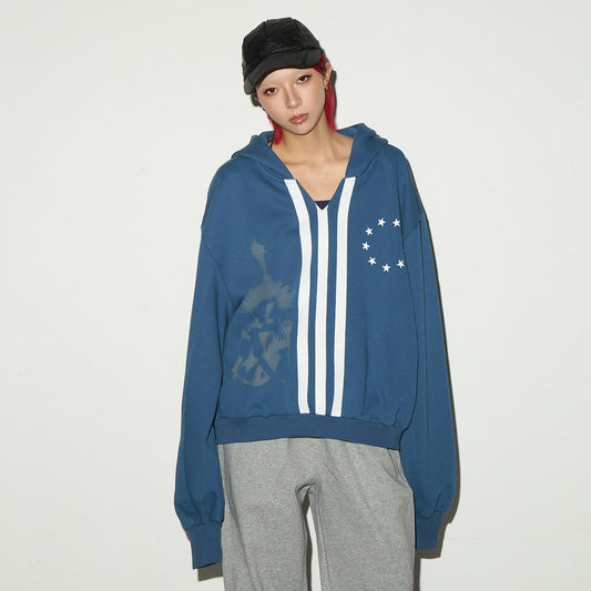 Short V-neck Pullover Hoodie NA9042