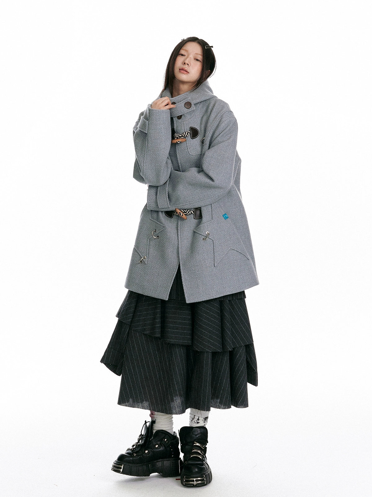 Textured Sailor Duffle Hooded Jacket NA7089