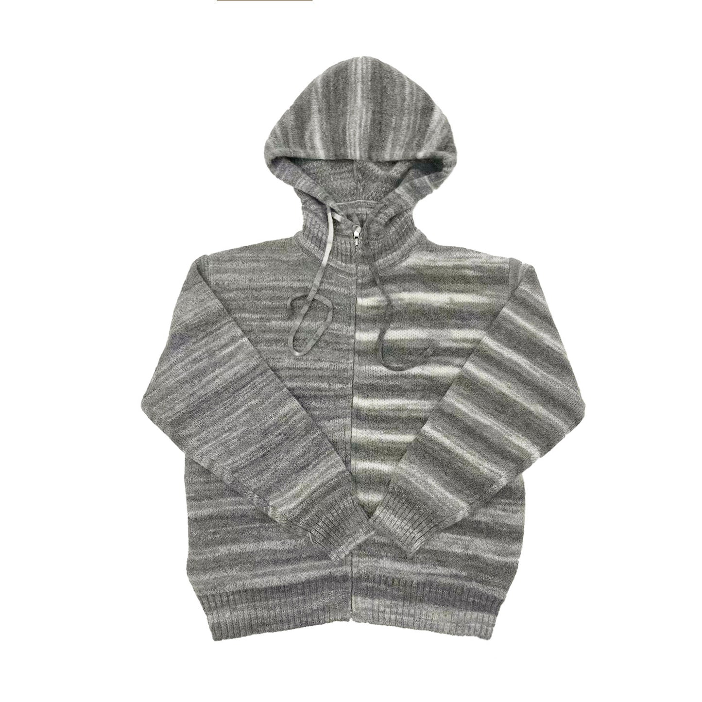 Stripe Hooded Zipper Knit Cardigan NA9026