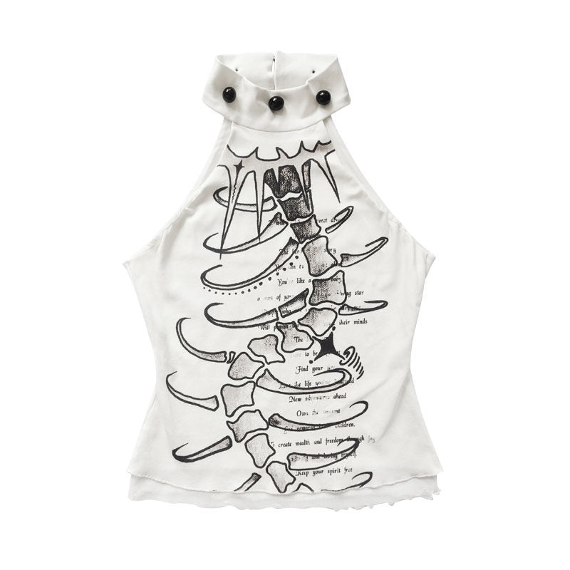 Print Halter Neck Slimming Tank Top NA8552