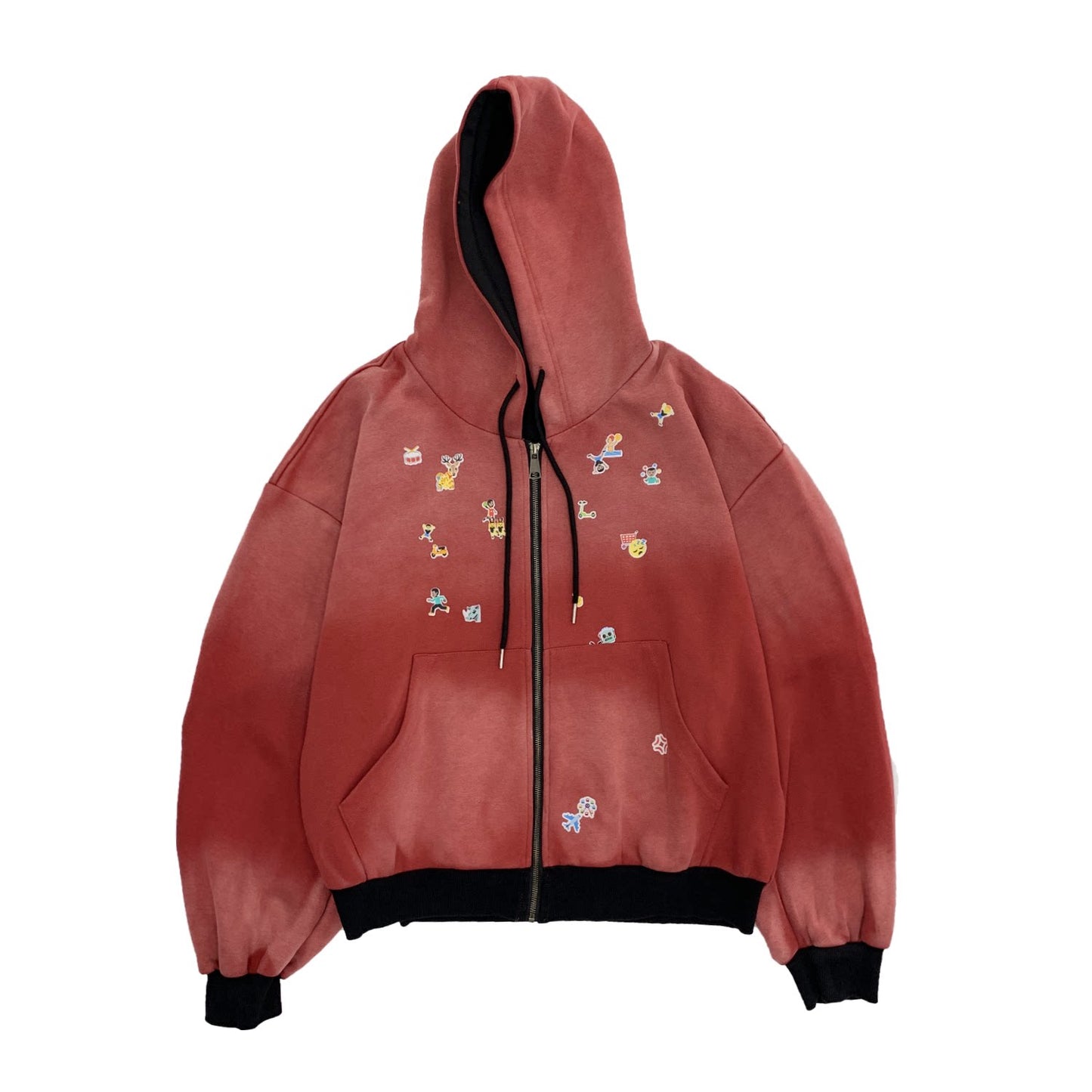 Gradient Embroidery Oversize Zipper Hoodie NA9160