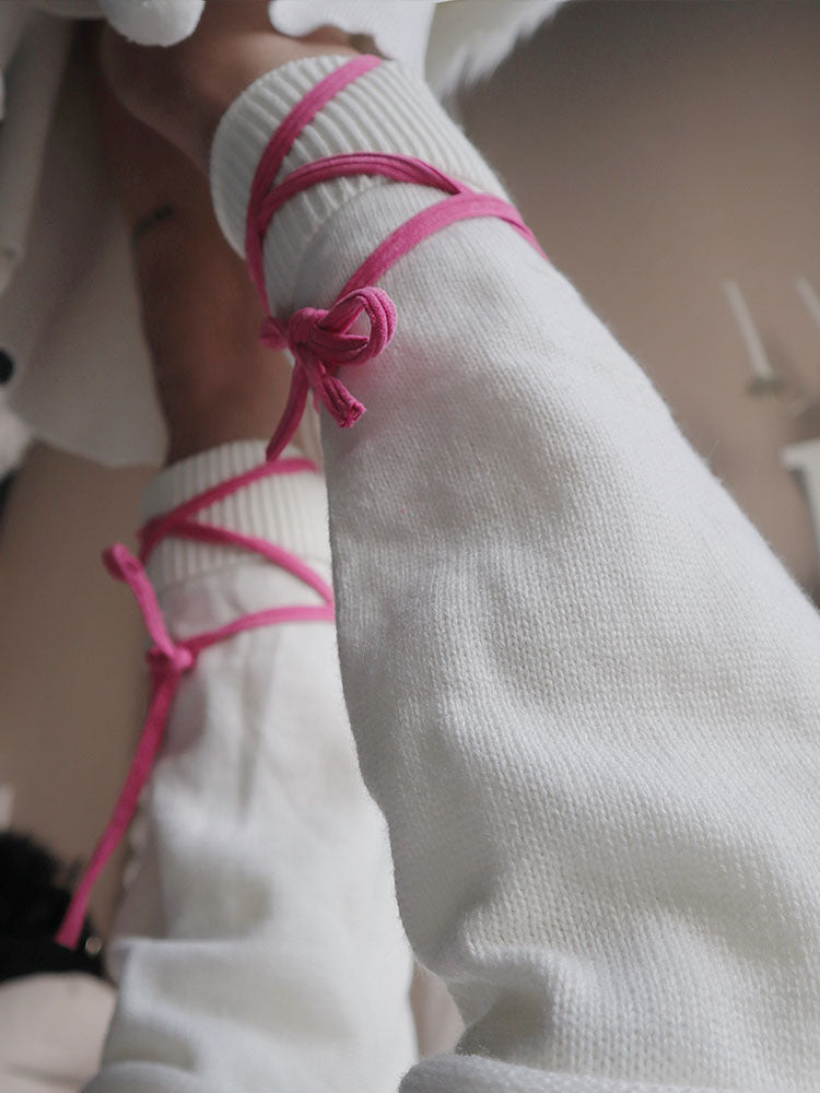 Tie-Strap Knit Leg Warmers NA7766