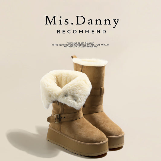 Fur Trim Platform Mid-Calf Boots NA8747