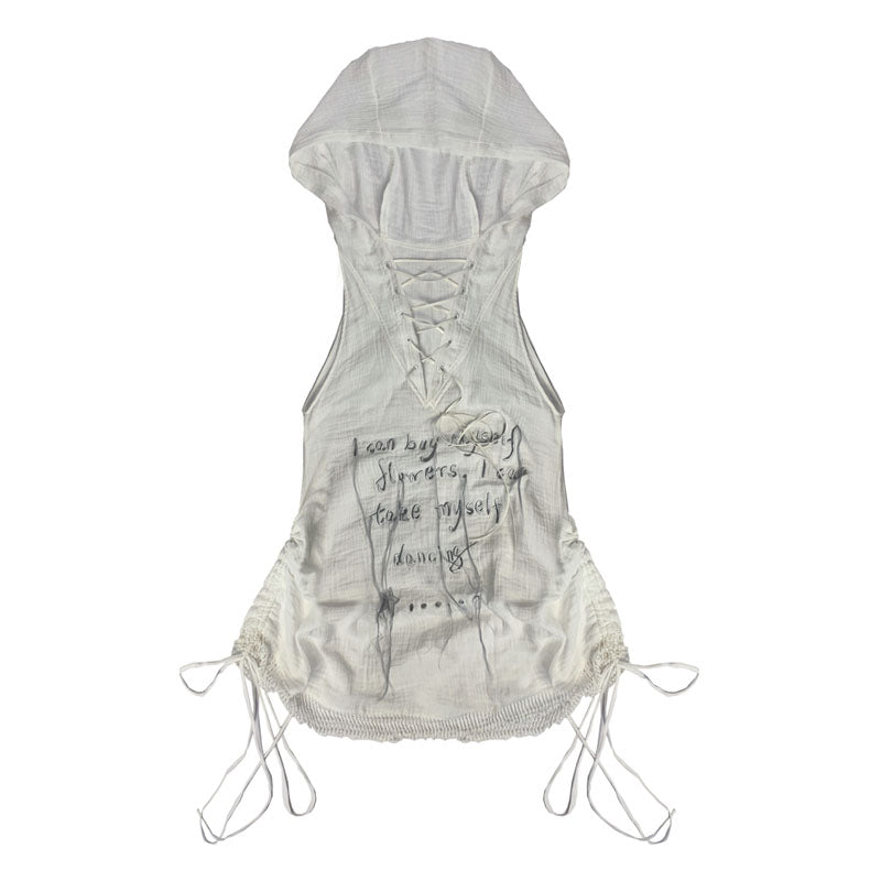 Letter Design Oversize Hooded Pullover Top NA7770