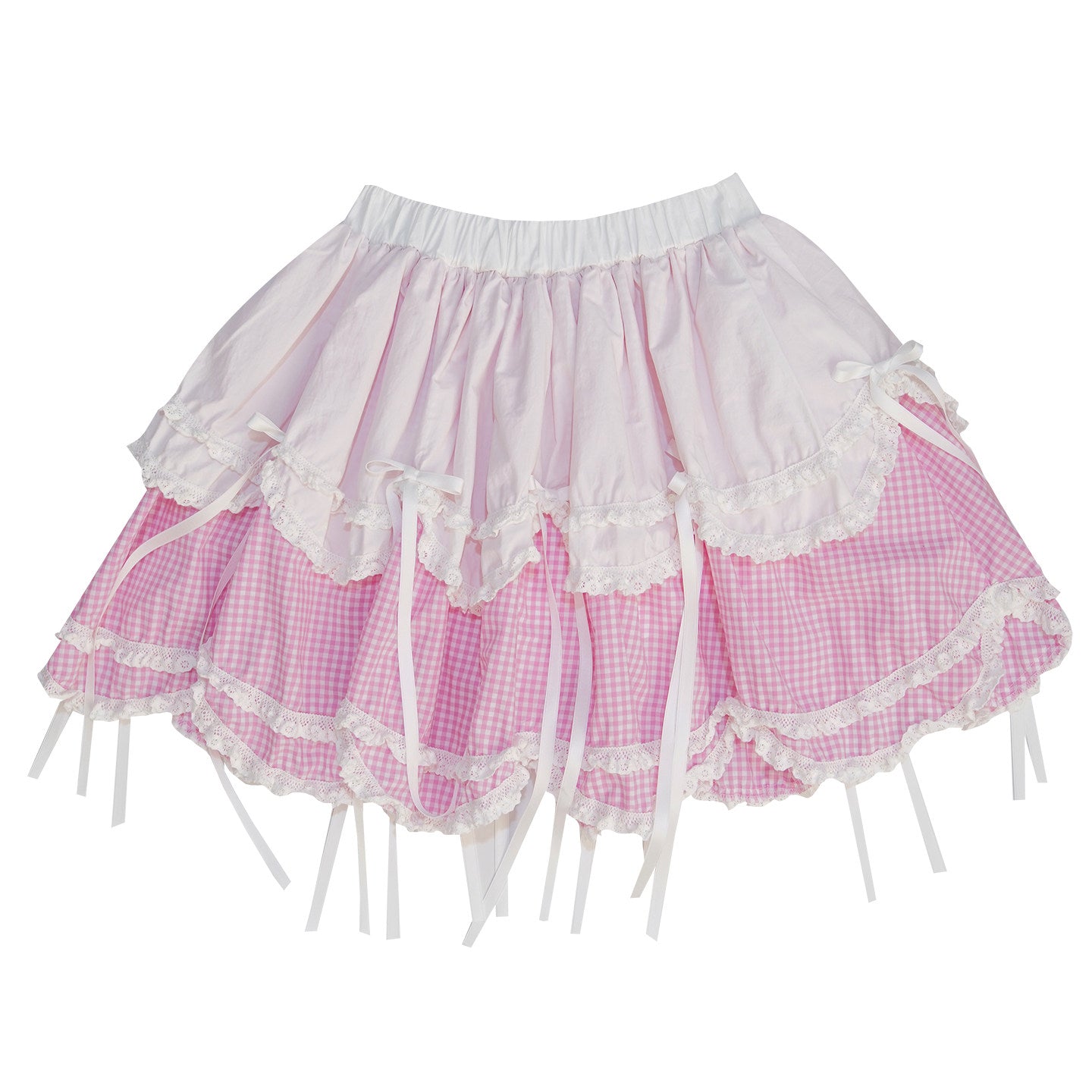 Bow Double-Layer Patchwork Half Skirt NA8336