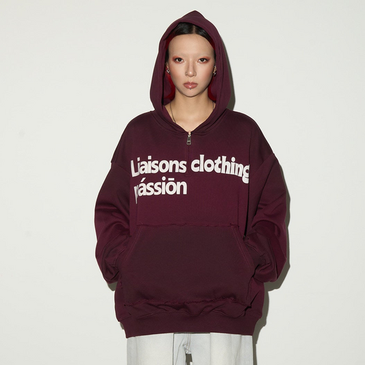 Irregular Dye Letter Print Oversize Hoodie NA9074