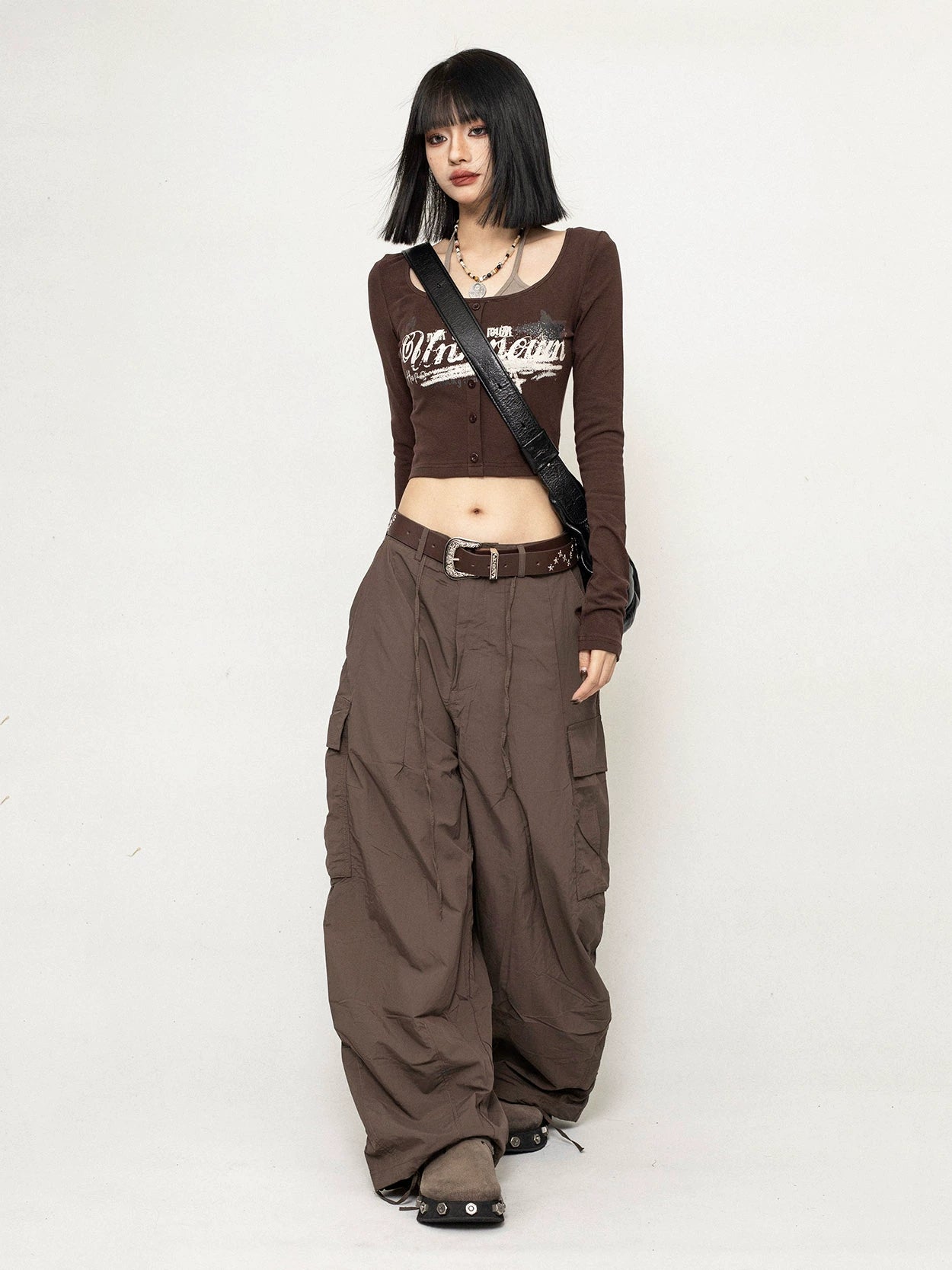 Wide-Leg Nylon Sporty Pants NA2635