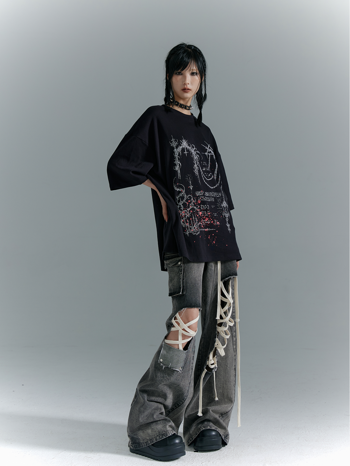 Graphic Design Oversize Short Sleeve T-Shirt NA8175