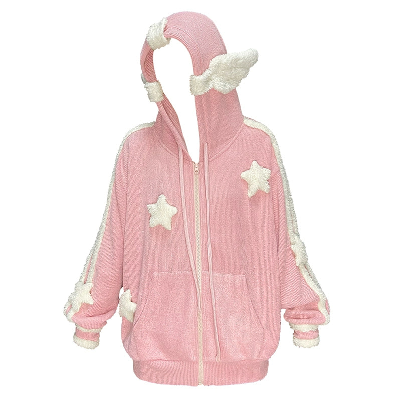 Star Angel Wing Knit Zipper Cardigan NA6602