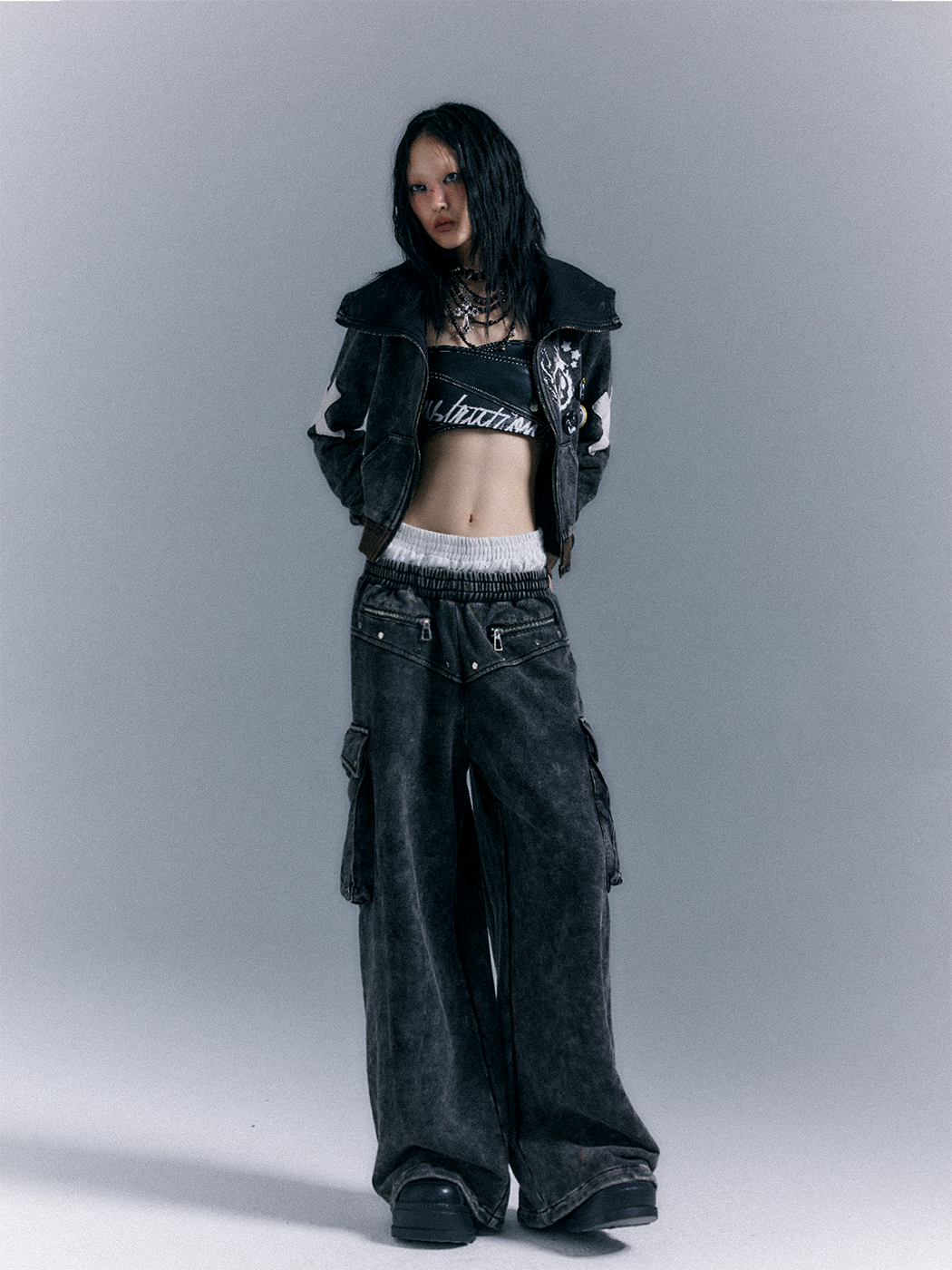 Punk Washed Graphic Zipper Hoodie NA8118