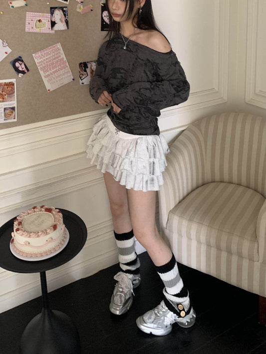 Tiered Ruffle Short Skirt NA9281