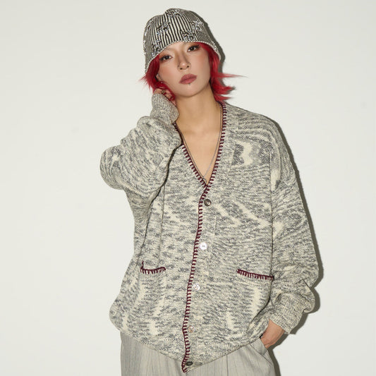 Melange Knit Pocket Button Cardigan NA9190