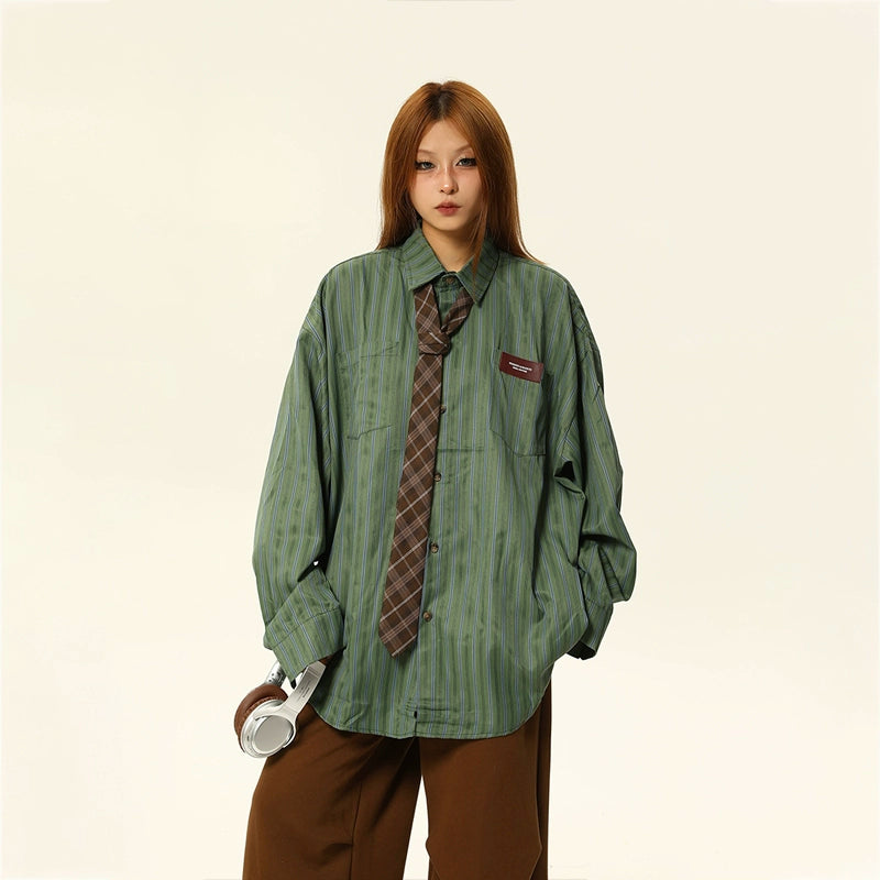 Oversize Stripe Design Shirt NA1812