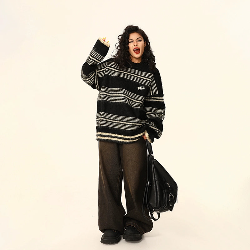 Oversized Striped Knit Sweater NA1740