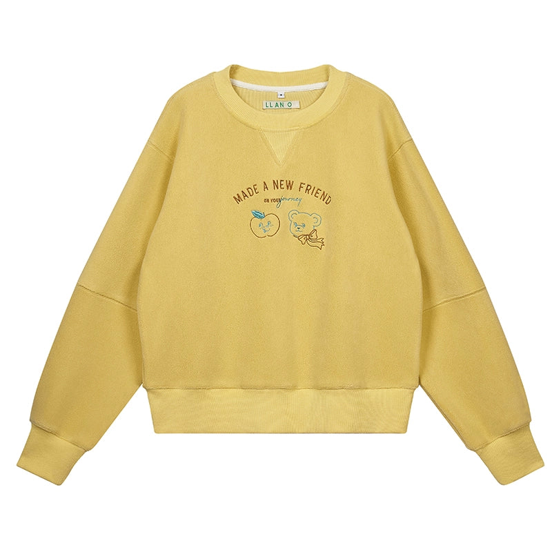 Bear and Apple Fleece Embroidered Sweatshirt NA1514