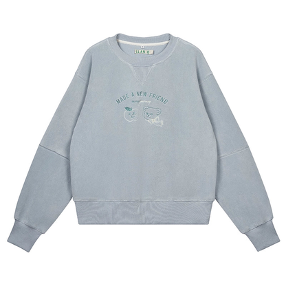 Bear and Apple Fleece Embroidered Sweatshirt NA1514