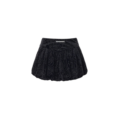 Black Versatile Velvet Pumpkin Short Half Skirt NA1565
