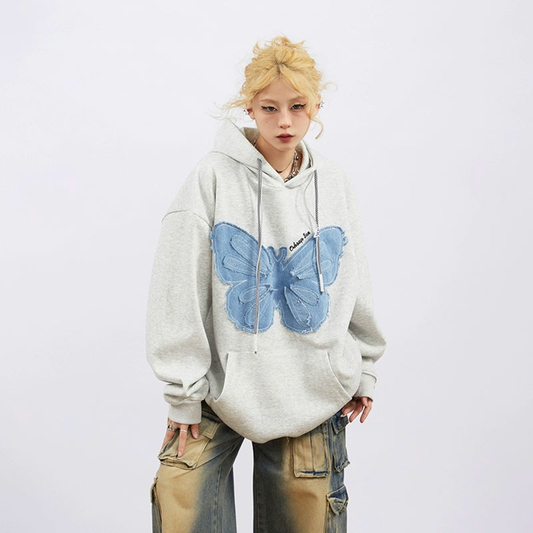 Butterfly Embroidery Oversize Hoodie NA1713