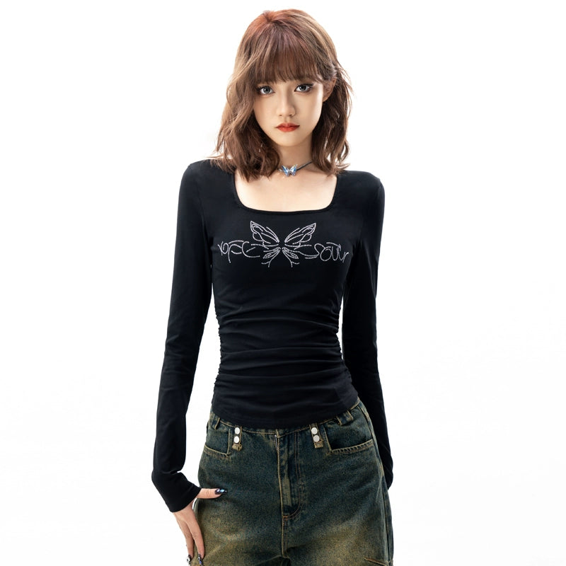 Butterfly Slim Fit Long Sleeve Top NA2013