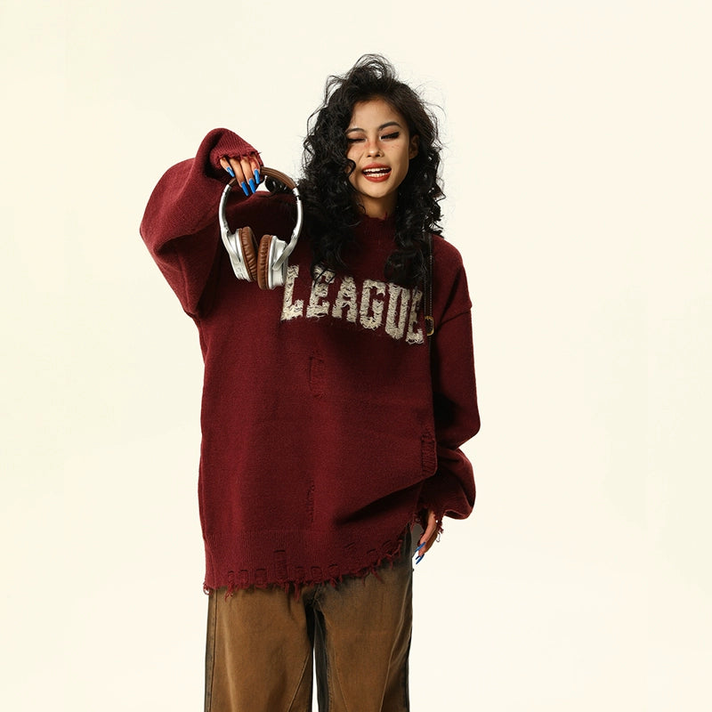 Damage Design Oversized Knit Sweater NA1803