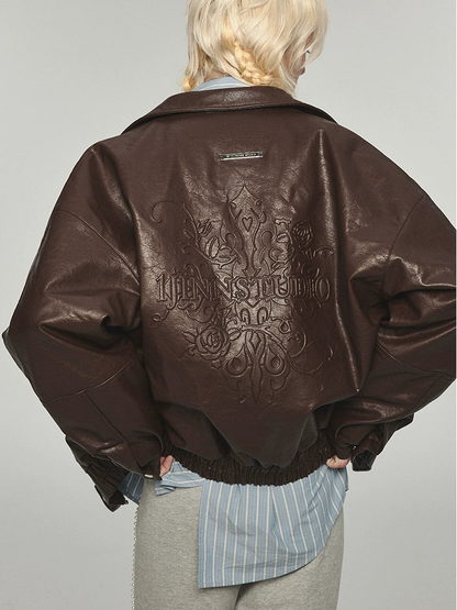 Detachable Fur Collar Windproof PU Leather Jacket NA1563