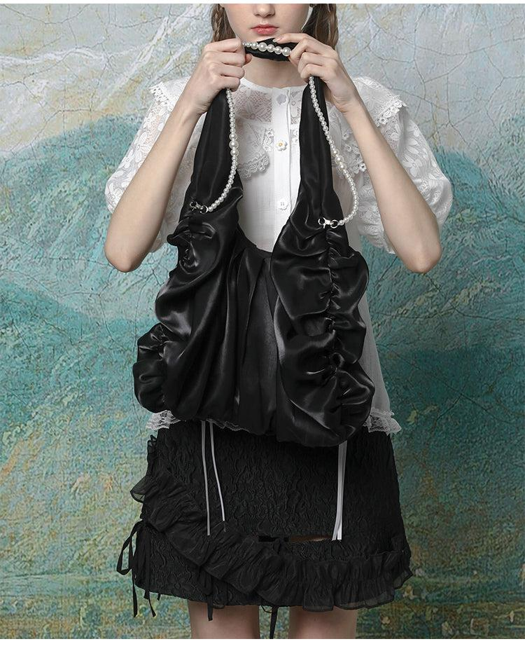 Detachable Pearl Shoulder Strap Silk Satin Fairy Cloud Bag WNW1236