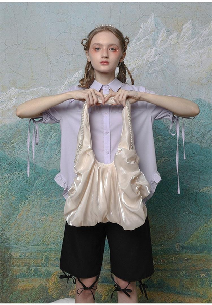 Detachable Pearl Shoulder Strap Silk Satin Fairy Cloud Bag WNW1236