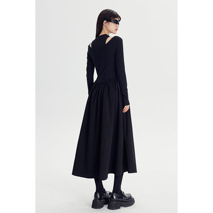 Embroidery Fake Two-piece A-line Long-sleeved Dress  WNW1000