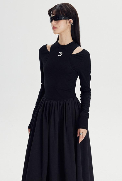 Embroidery Fake Two-piece A-line Long-sleeved Dress  WNW1000