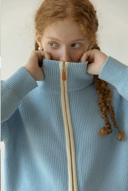 High-neck Zipper Knit Cardigan NA1527