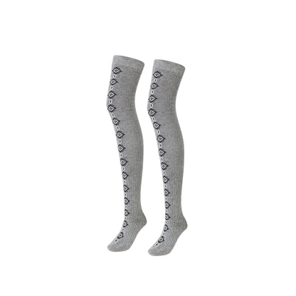 Knee Length Jacquard High leg Contrasting Color Stacking Socks NA1553