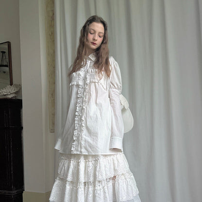 Detachable Wings Cross Ruffle Long Sleeve Shirt NA8258