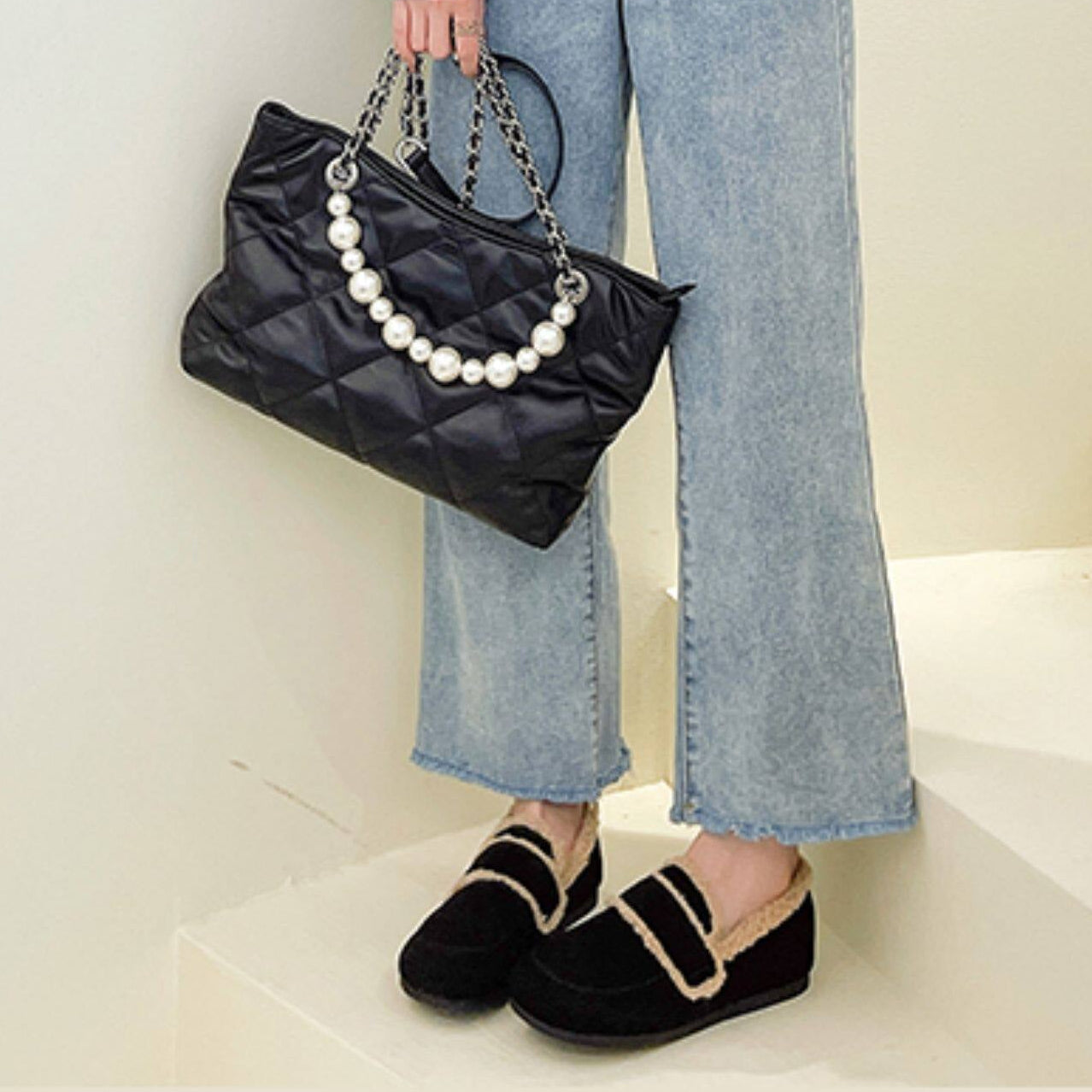 Fake Fur Lined Slip-On Moccasins NA8653