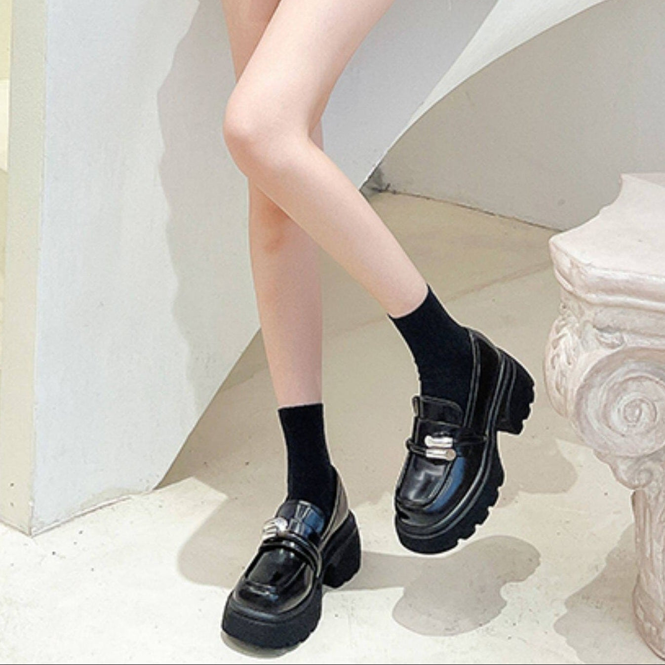 Round Toe Platform Heeled Shoes NA8779