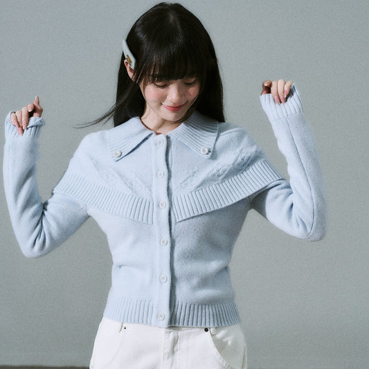 Cashmere Blend Cloak Graphic Knit Cardigan NA8784