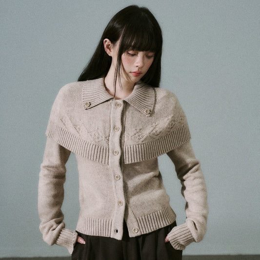 Cashmere Blend Cloak Graphic Knit Cardigan NA8784