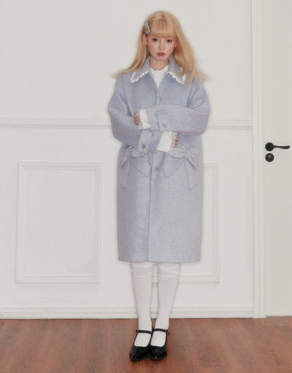 Lace Collar and Ribbon-Detail Coat NA8821