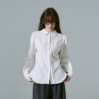 Lace & Flower Detail Stripe Long Sleeve Shirt NA8843