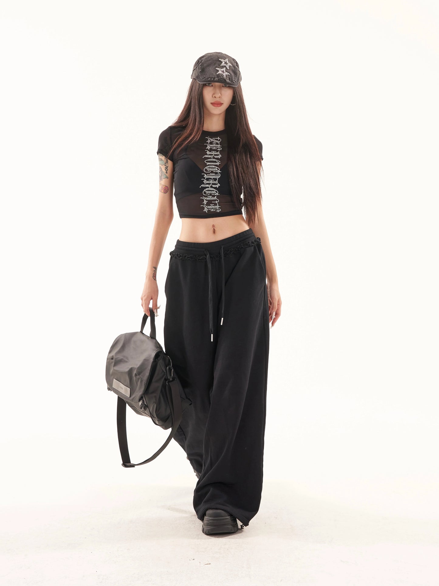 Wide Leg Fril Design Sweatpants NA3753