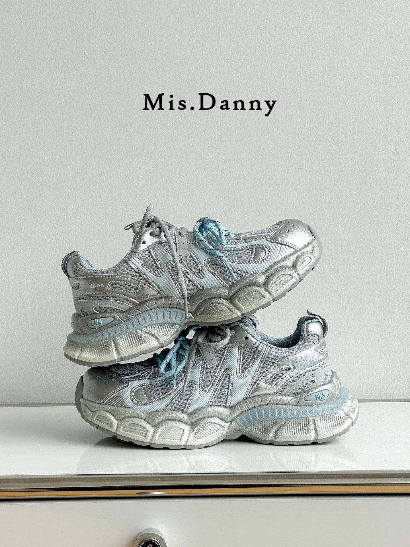 Metallic Mesh Lace-Up Sneakers NA8648