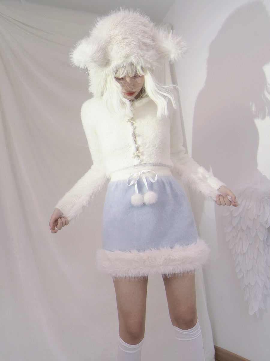 Plush Pom-Pom Short Skirt NA8334