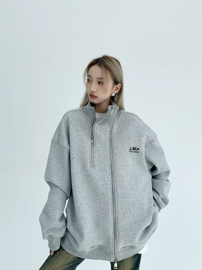 Double Zipper Design Oversize Sweatshirt NA2824