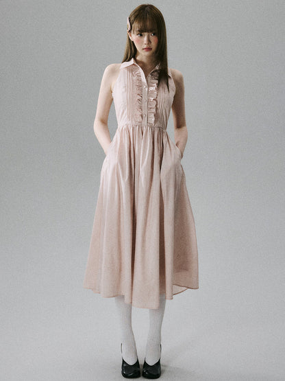 Halterneck Pocket Long Skirt Dress NA8803