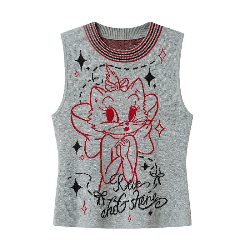 Graffiti Design Slim Fit Knit Vest NA5394