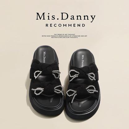 Beads Strap Platform Slide Sandals NA8658