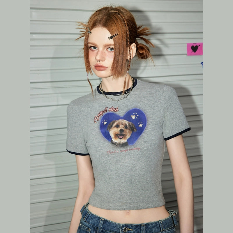 Cute Dog Print Small Short Sleeve T-Shirt NA3426