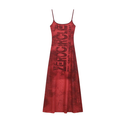 Graffiti Print Camisole Long Dress NA3907