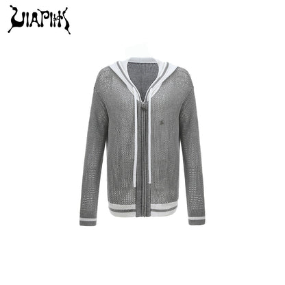 Zipper Mesh Knit Hoodie NA4993