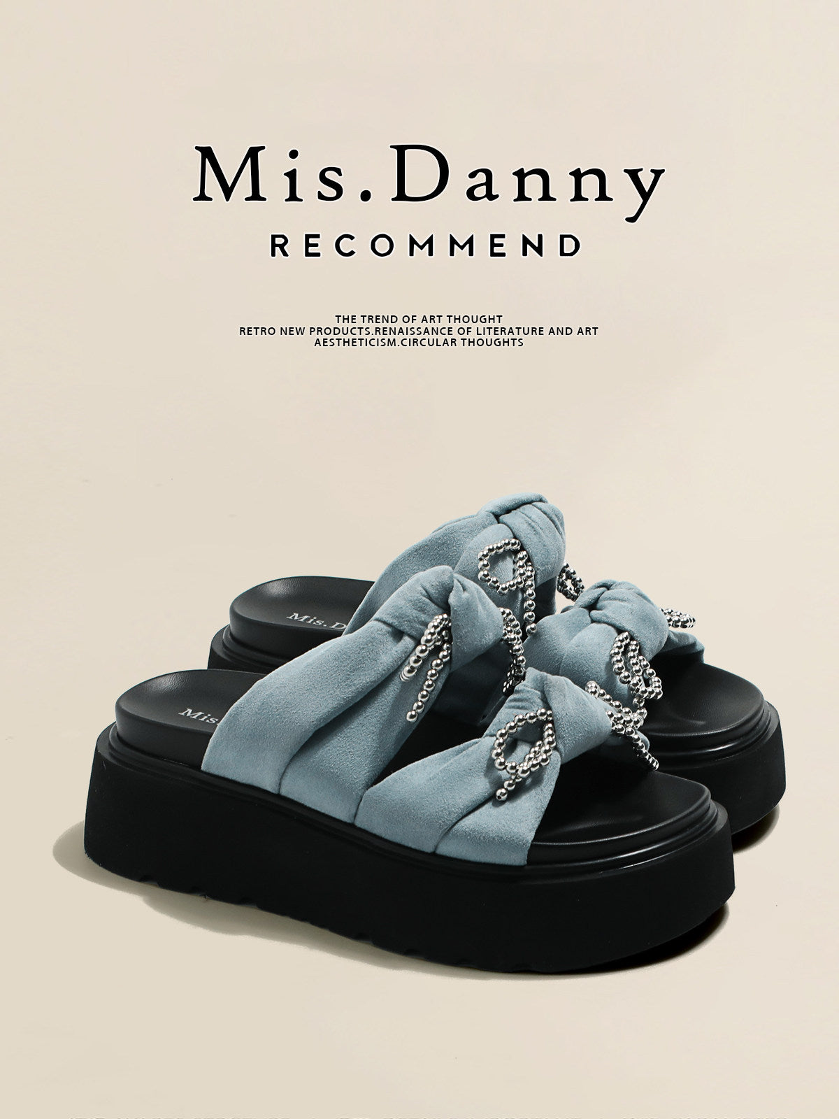 Beads Strap Platform Slide Sandals NA8658